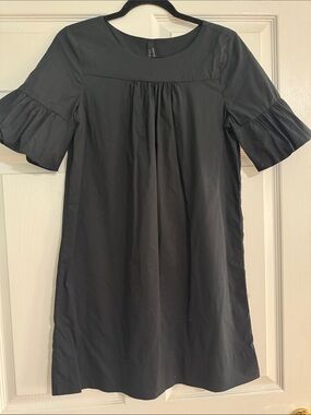 Old Navy Black Midi Dress with Ruffle Short Sleeves